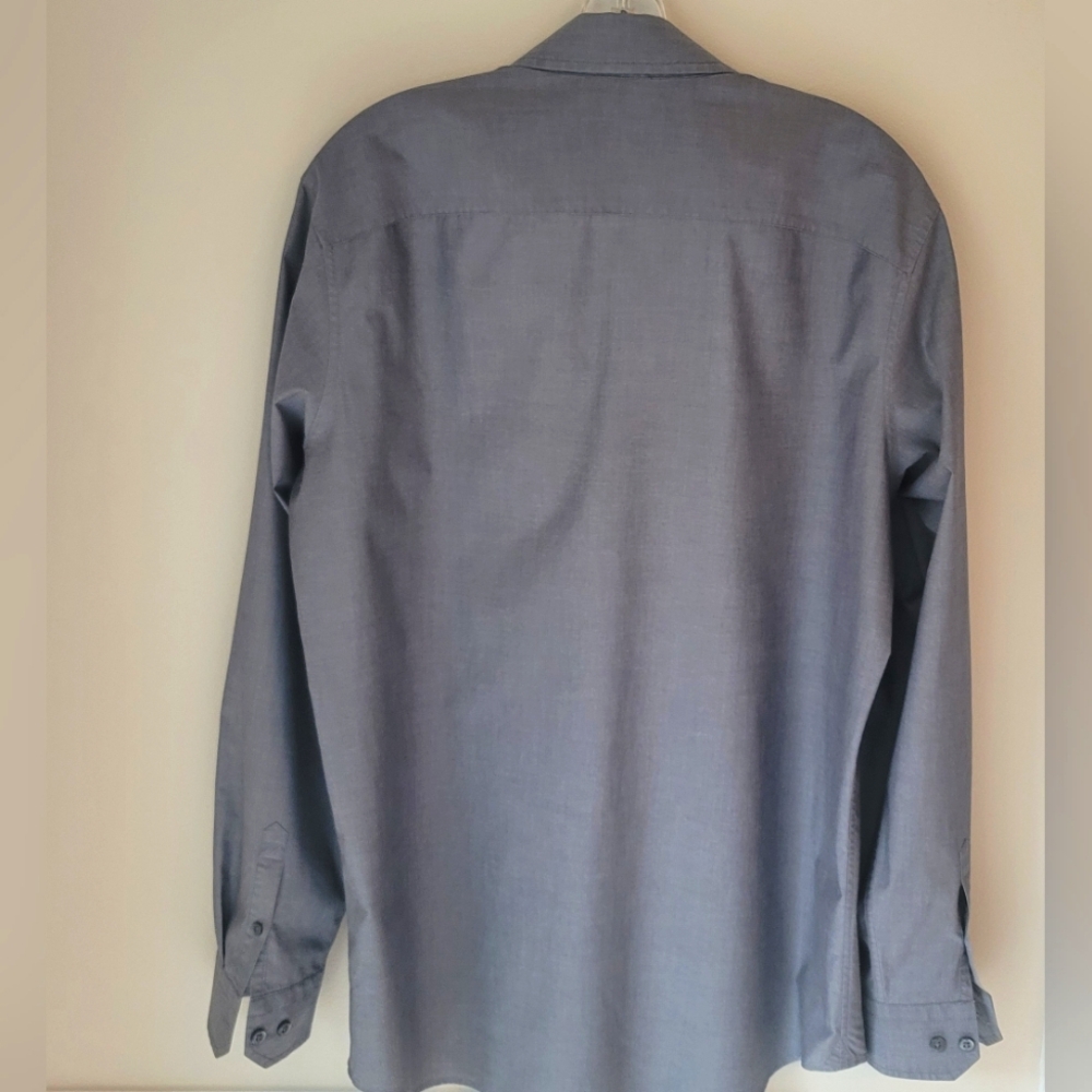 Banana Republic Poplin Dress Shirt Slim Fit, Gray, Size L (16 -16 1/2) - Picture 2 of 7